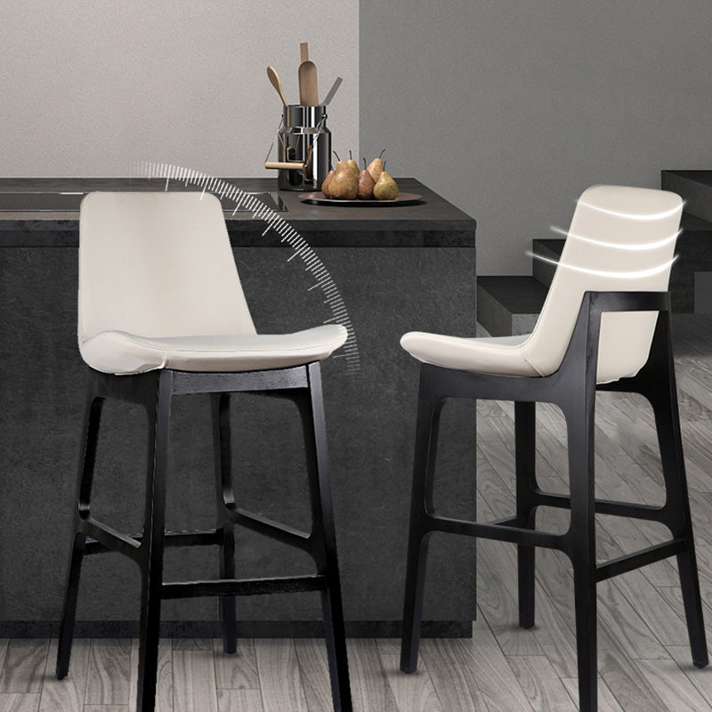 Nordic Microfiber Leather Wood Bar Stool