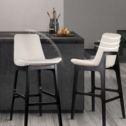 Nordic Microfiber Leather Wood Bar Stool