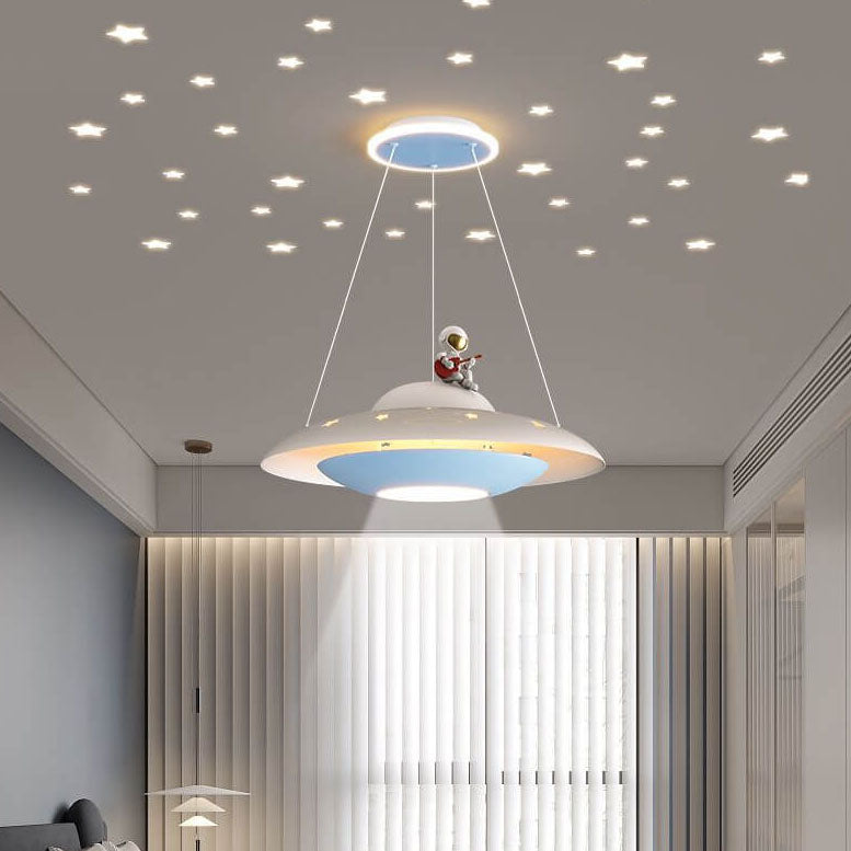 Modern Flying Saucer Astronaut Kids LED Chandelier