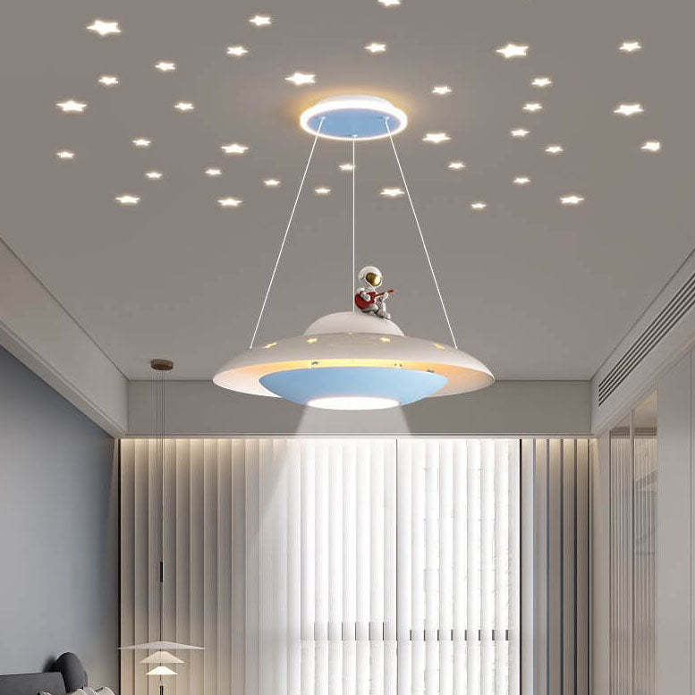 Modern Flying Saucer Astronaut Kids LED Chandelier