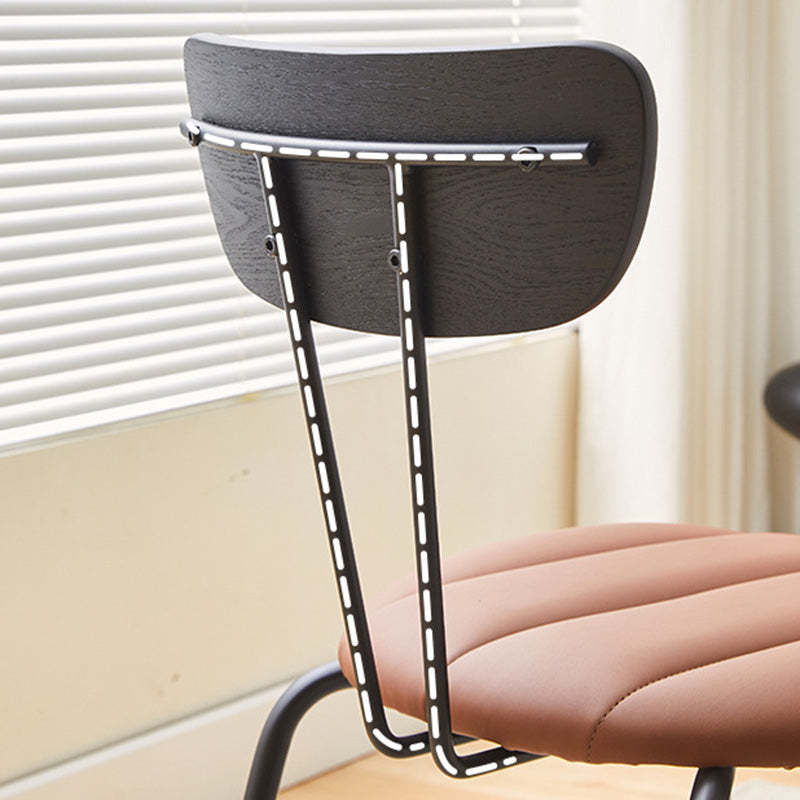 Contemporary PU Leather Steel Dining Chair — Black Backrest + Gray Cotton And Linen Cushion