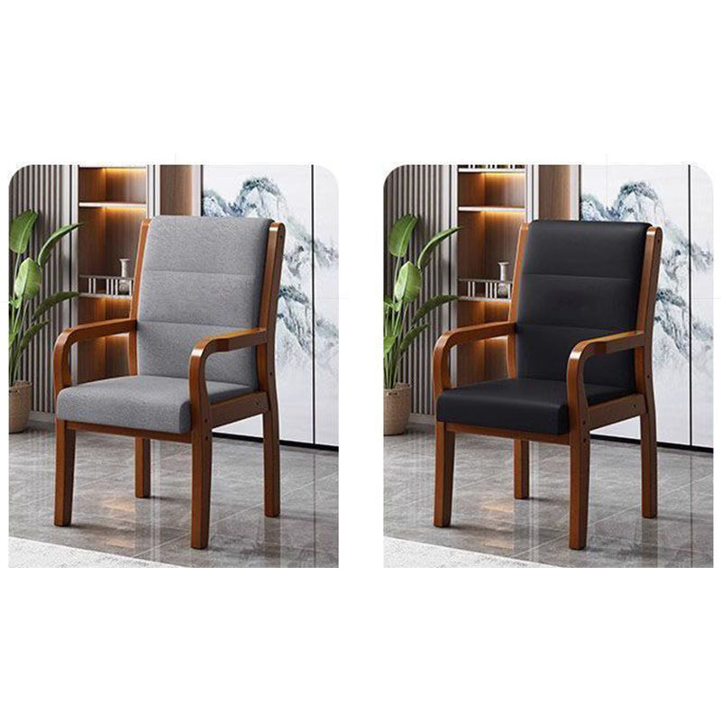 Modern Wood Fabric Leather Armchair