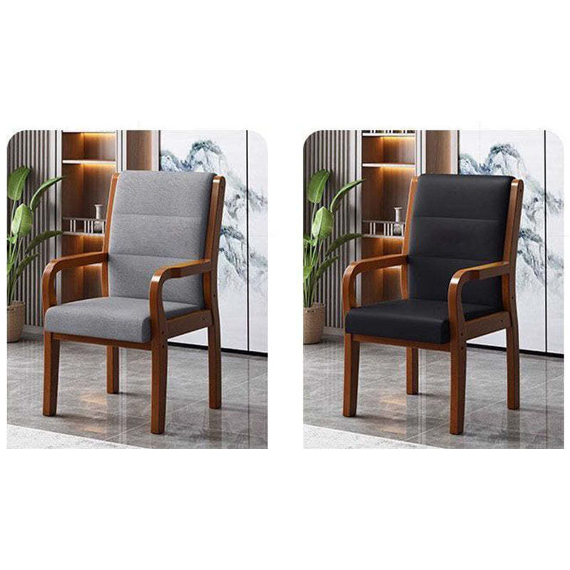 Modern Wood Fabric Leather Armchair