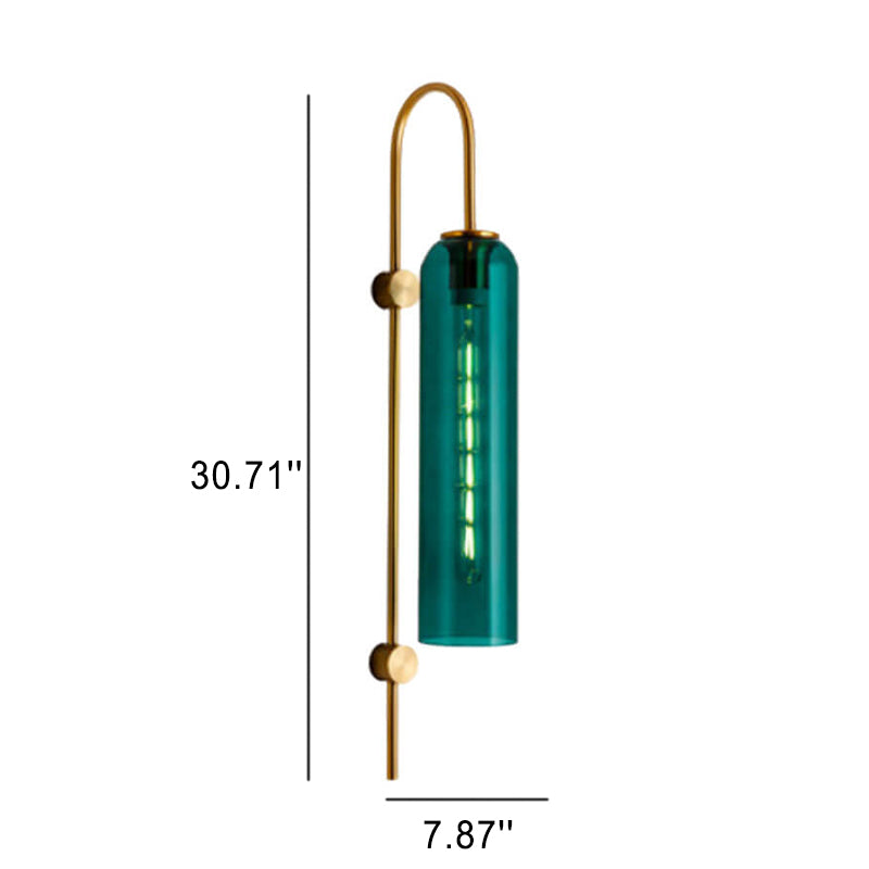 Nordic Luxury Glass Column Bent Arm Sconce — Amber / 220V-240V For UK/AU
