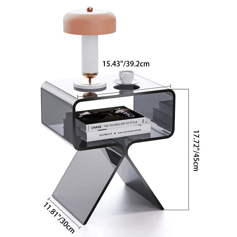 Minimalist Rectangular Acrylic 2-Tier End Table