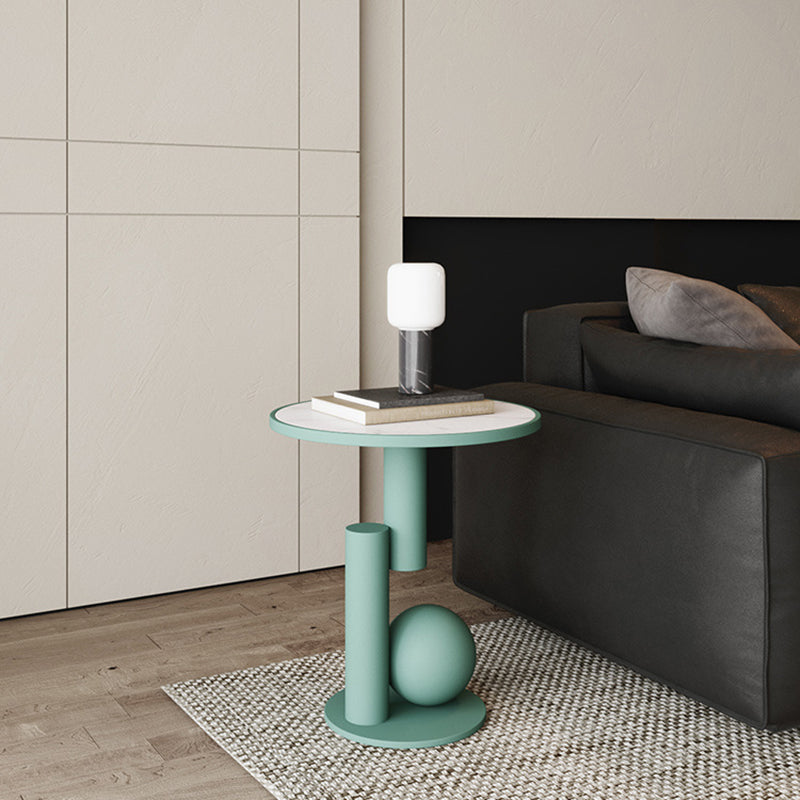 Scandinavian Cylinder Sintered Stone Side Table — Gold