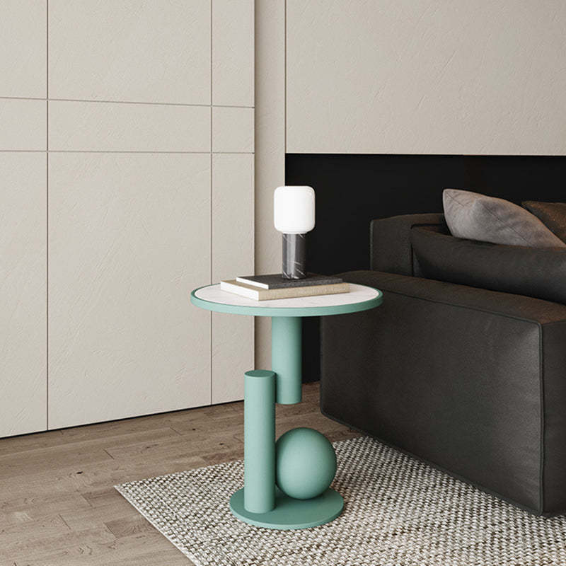 Scandinavian Cylinder Sintered Stone Side Table — Gold