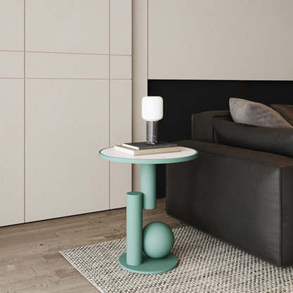 Scandinavian Cylinder Sintered Stone Side Table — Gold