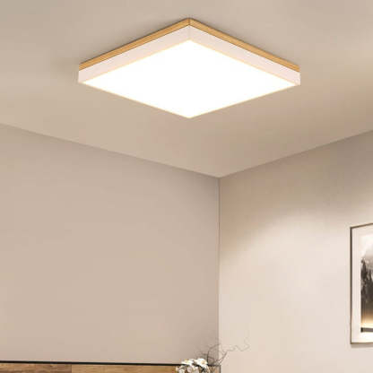 Nordic Solid Wood Square Rectangle LED Flush Ceiling Light