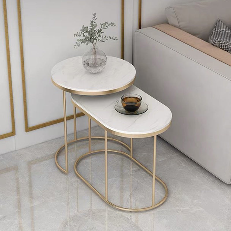 Luxury Oval Sintered Stone Nesting End Table