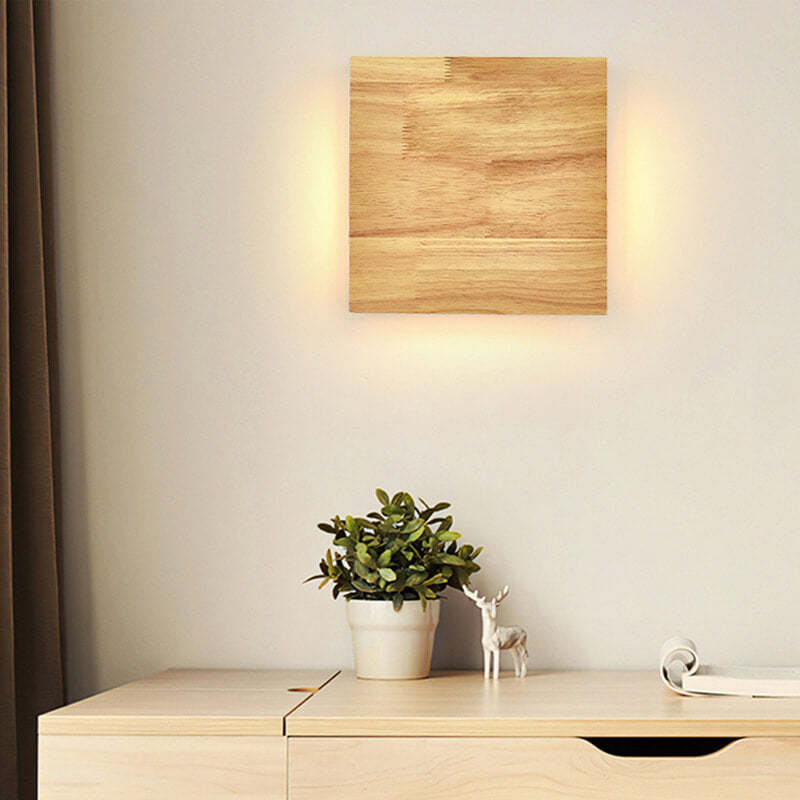 Japanese Wabi-Sabi Log Wood Rectangular LED Sconce