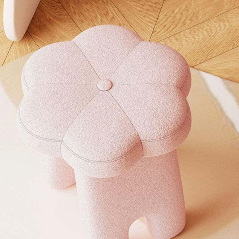 Modern Floral Lambswool Wood Vanity Stool