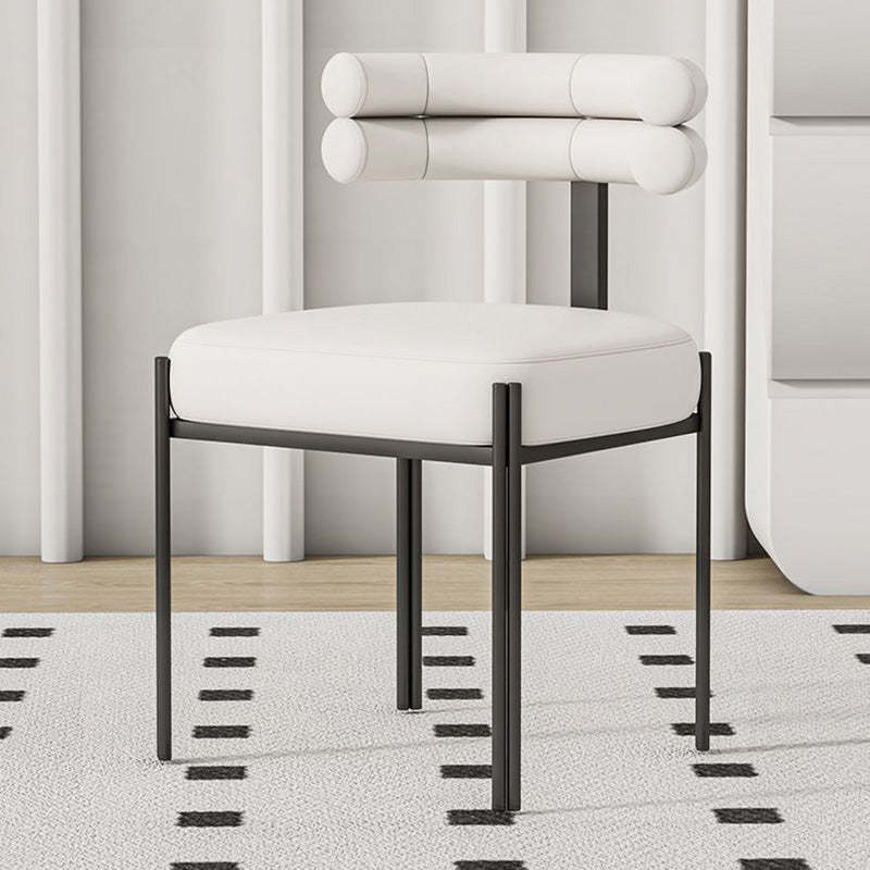 Nordic Curved-Back Leather Steel Dining Chair