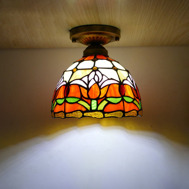 Traditional Tiffany Tulip Stained Ceiling Light