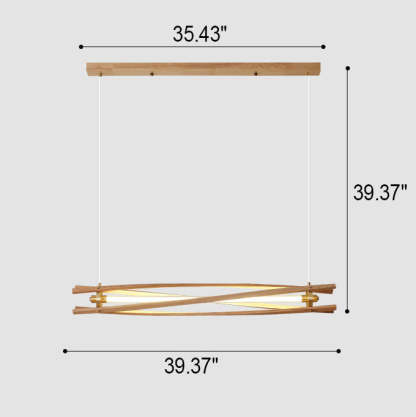 Japanese Log Long Column Brass LED Island Chandelier