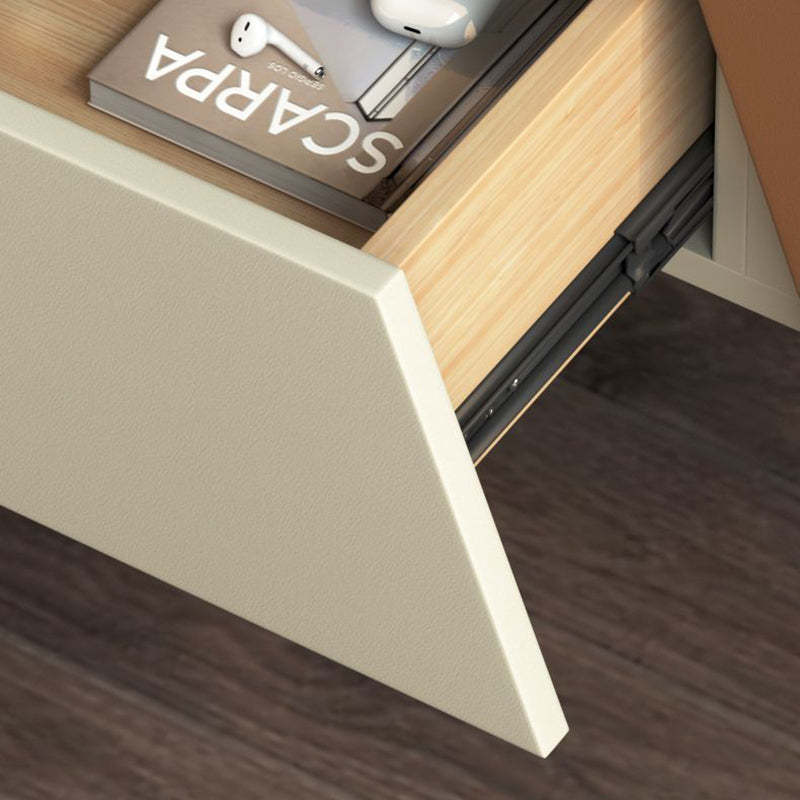 Contemporary Wood Steel Drawer Side Table