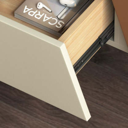 Contemporary Wood Steel Drawer Side Table