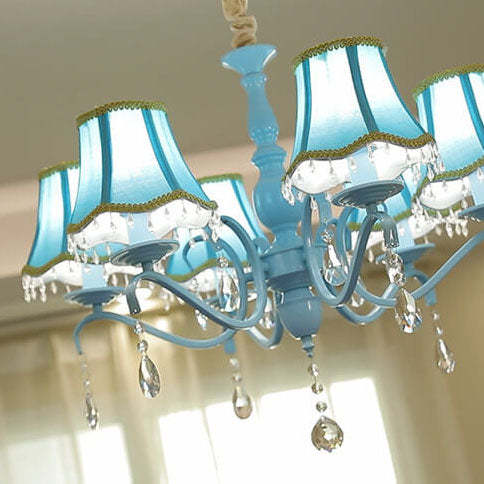 Modern Cone Iron Crystal Fabric Chandelier