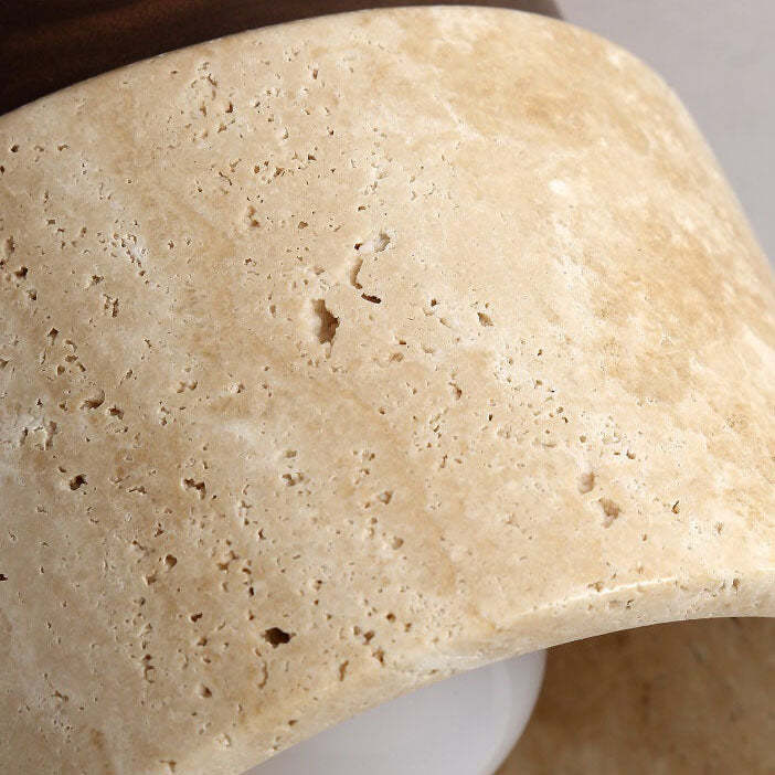 Vintage Round Travertine Flush Mount Light