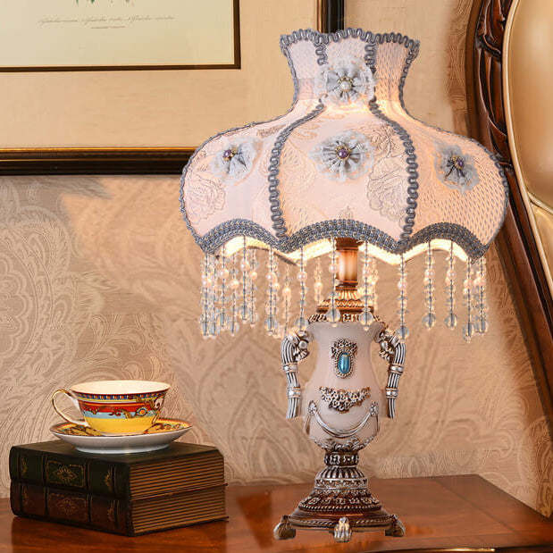 Modern tassel court table lamps in fabric — Remote Switch / 220V-240V (UK/AU