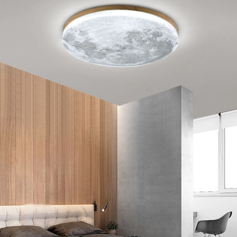 Nordic Minimalist Moon Round Acrylic LED Flush Mount Light