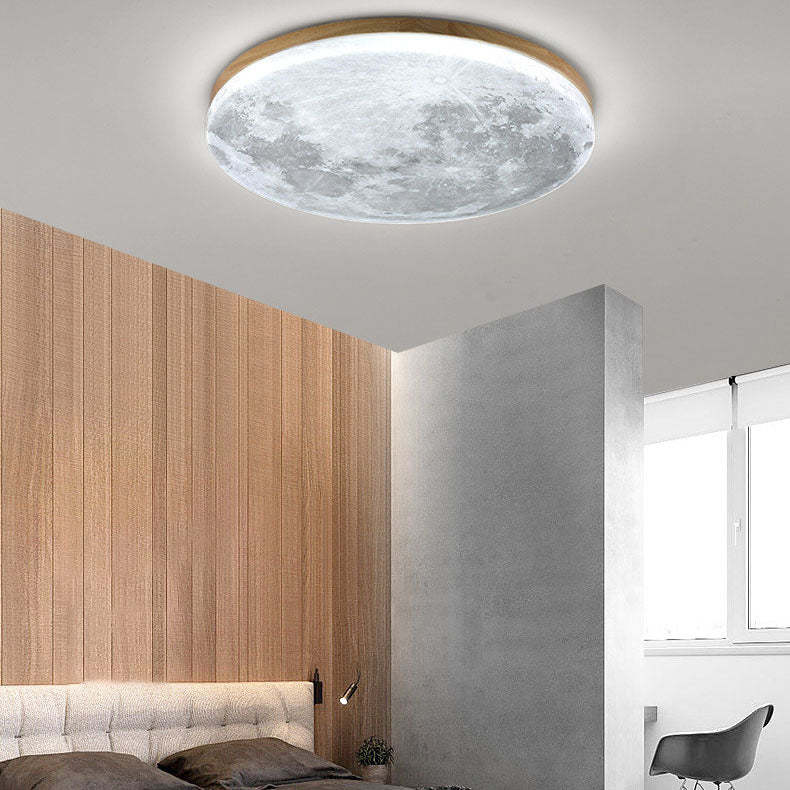 Nordic Minimalist Moon Round Acrylic LED Flush Mount Light