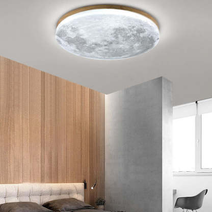 Nordic Minimalist Moon Round Acrylic LED Flush Mount Light
