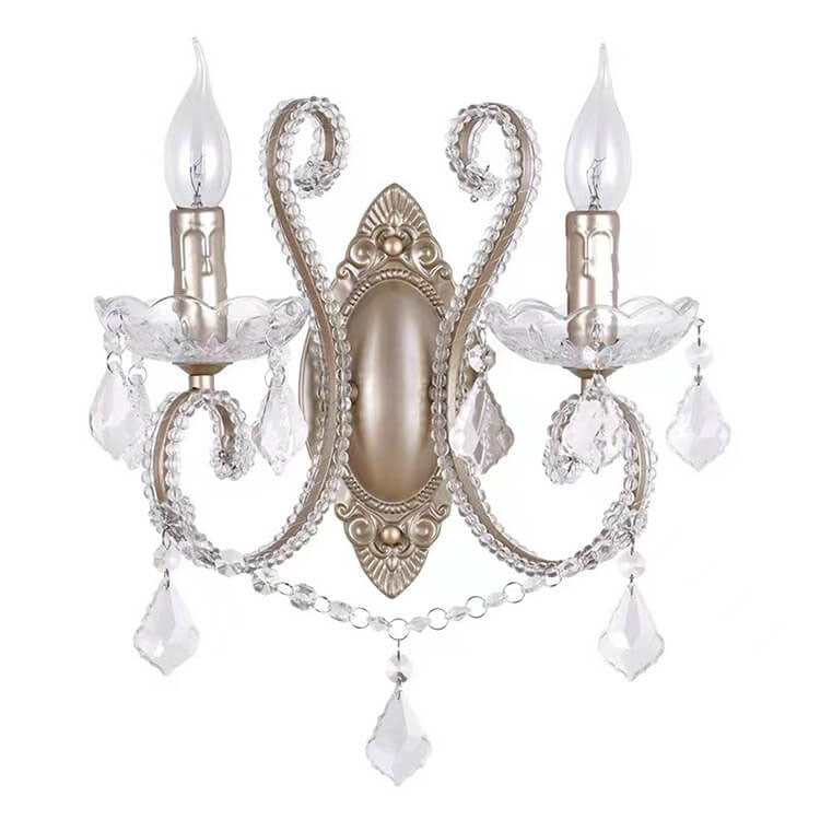 European Vintage Crystal Candelabra Wall Sconce