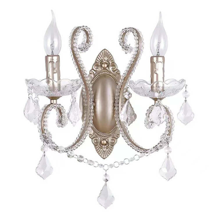 European Vintage Crystal Candelabra Wall Sconce