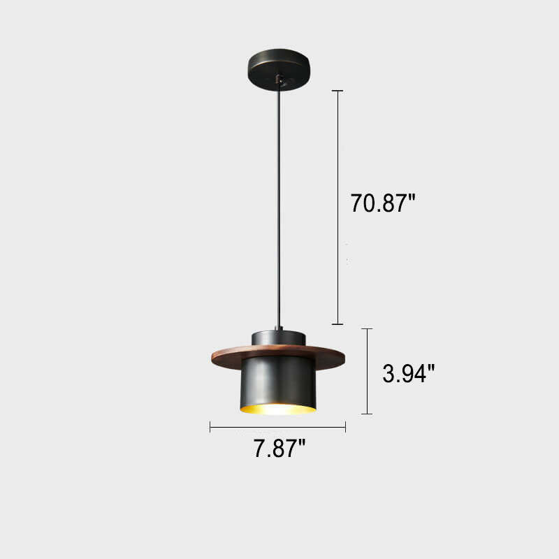 Nordic Luxury Walnut Brass Column Pendant Light