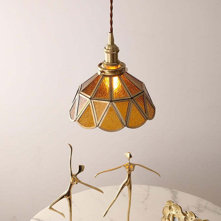 Lighom nordic cone pattern brass pendant lighting