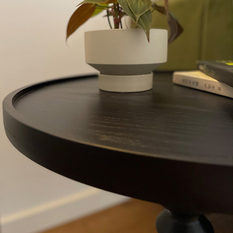 Modern Tray-Top Ash Wood Pedestal End Table