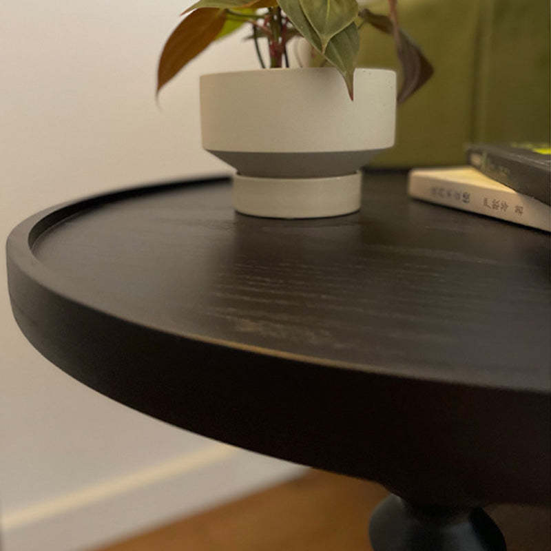 Modern Tray-Top Ash Wood Pedestal End Table