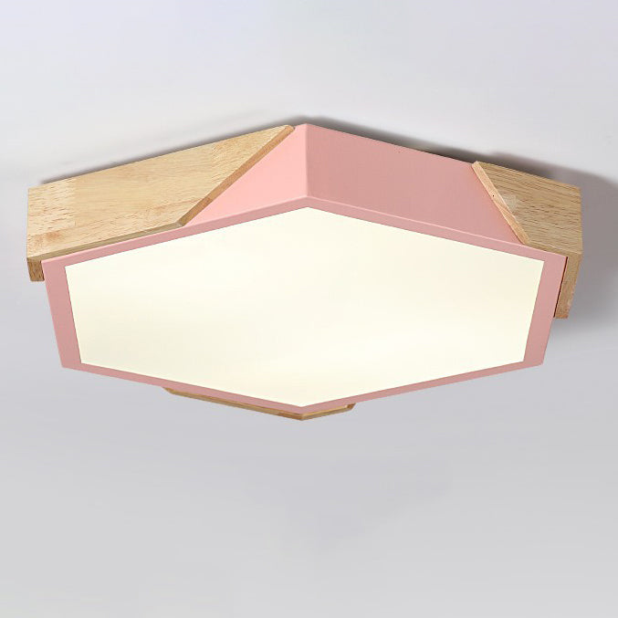 Scandinavian Hexagonal Macaron Flush Mount Light