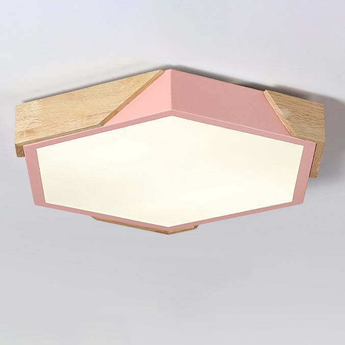 Scandinavian Hexagonal Macaron Flush Mount Light