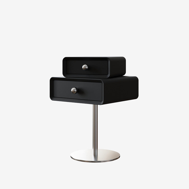 Modern Eclectic Steel Pine 2-Tier End Table