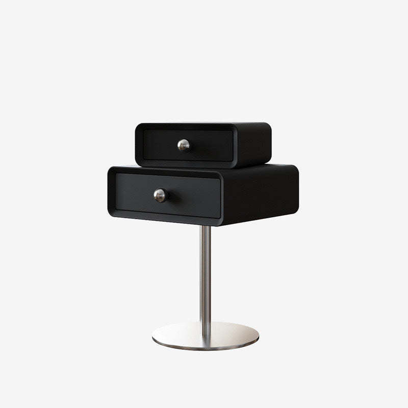 Modern Eclectic Steel Pine 2-Tier End Table