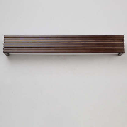 Chinese Striped Wood Cuboid LED Vanity Sconce