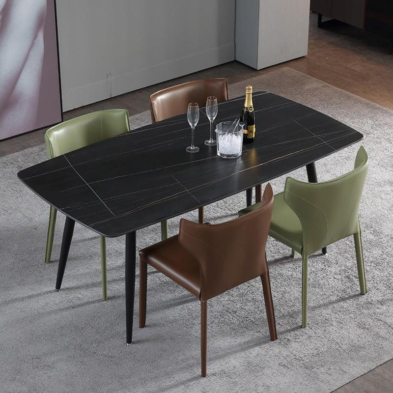 Minimalist Leather Steel Wing-Back Dining Chair