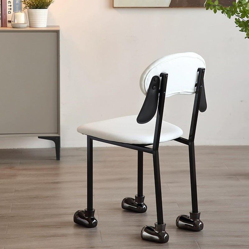 Contemporary Puppy Velvet Stainless Steel Open-Back Chair
