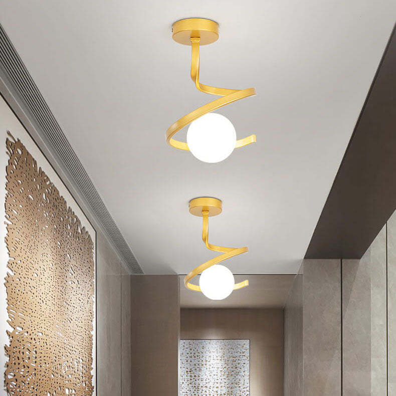 Modern Glass Orb Curve Ceiling Light
