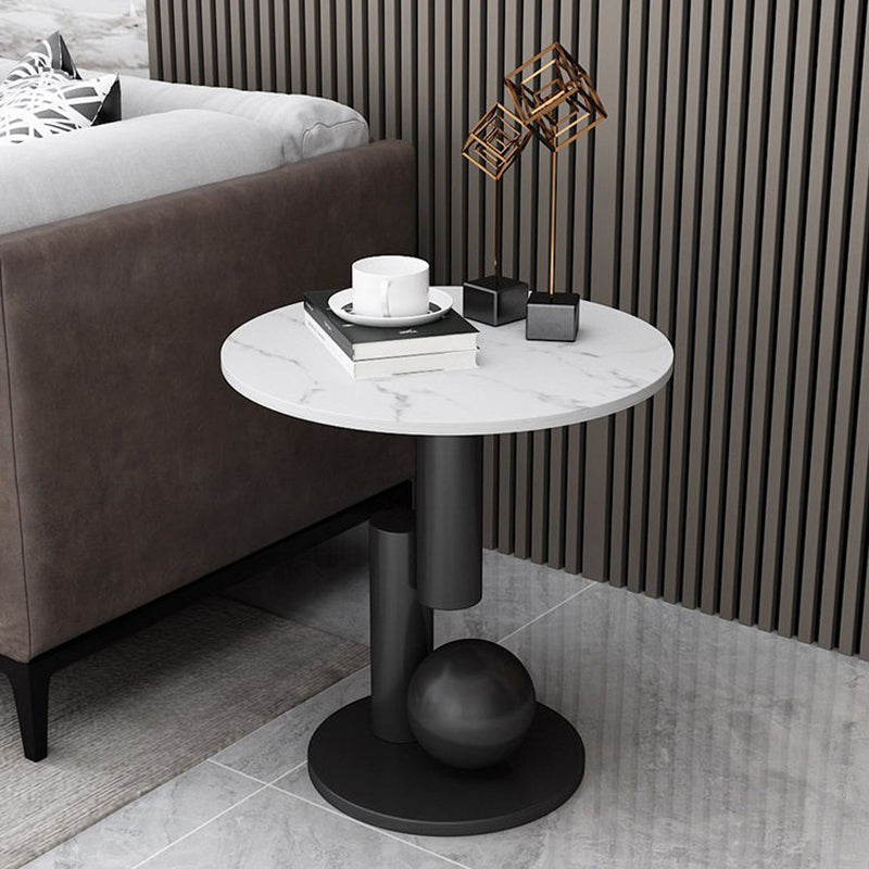 Contemporary Luxury Marble Top Coffee Table — Black Frame + Black Tabletop
