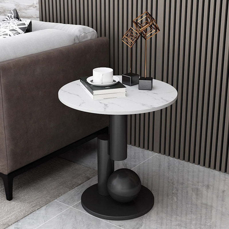 Contemporary Luxury Marble Top Coffee Table — Black Frame + Black Tabletop