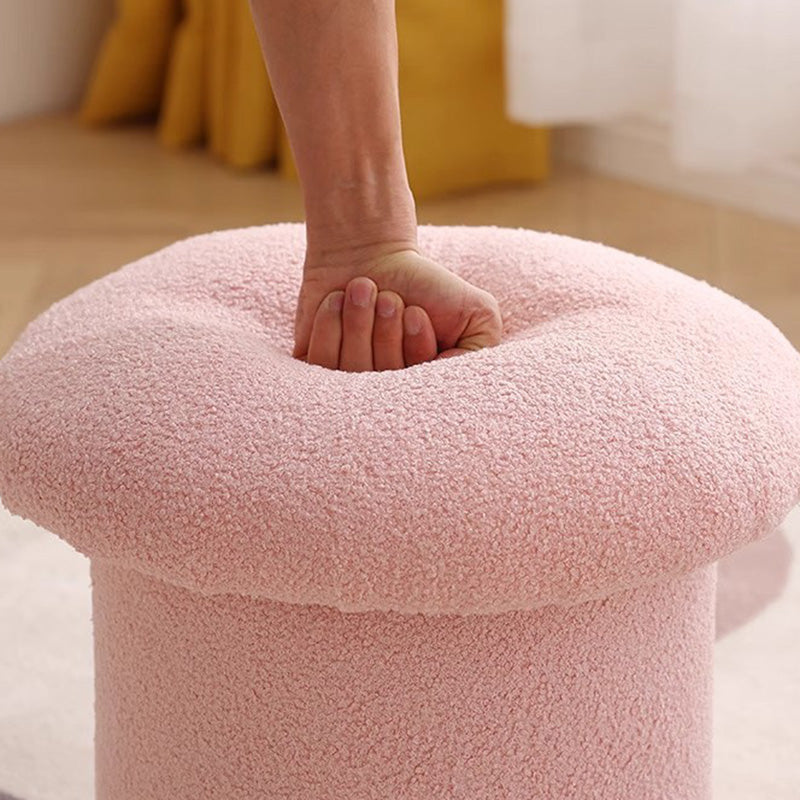 Mushroom Velvet Pouf Footstool — Gray