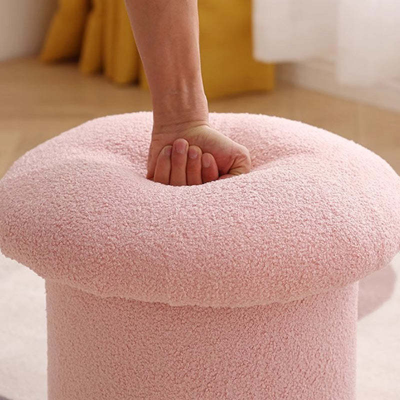 Mushroom Velvet Pouf Footstool — Gray