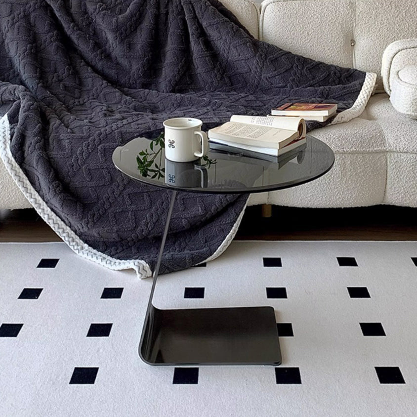 Modern Round Steel Glass Side Table