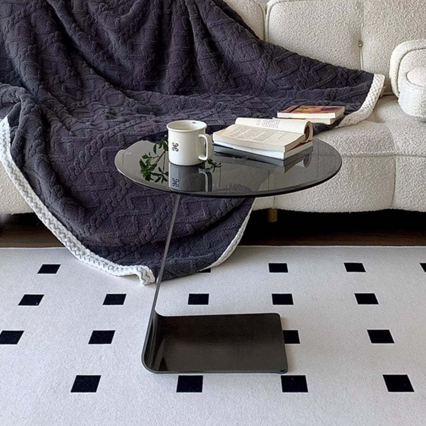 Modern Round Steel Glass Side Table