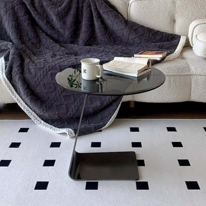 Modern Round Steel Glass Side Table