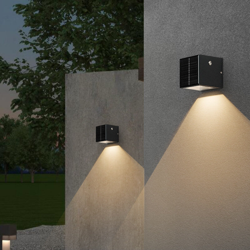 Modern Black Die-Cast Aluminum Solar Wall Light