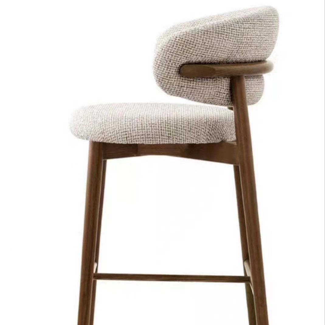 Nordic Fabric Wood Bar Stool